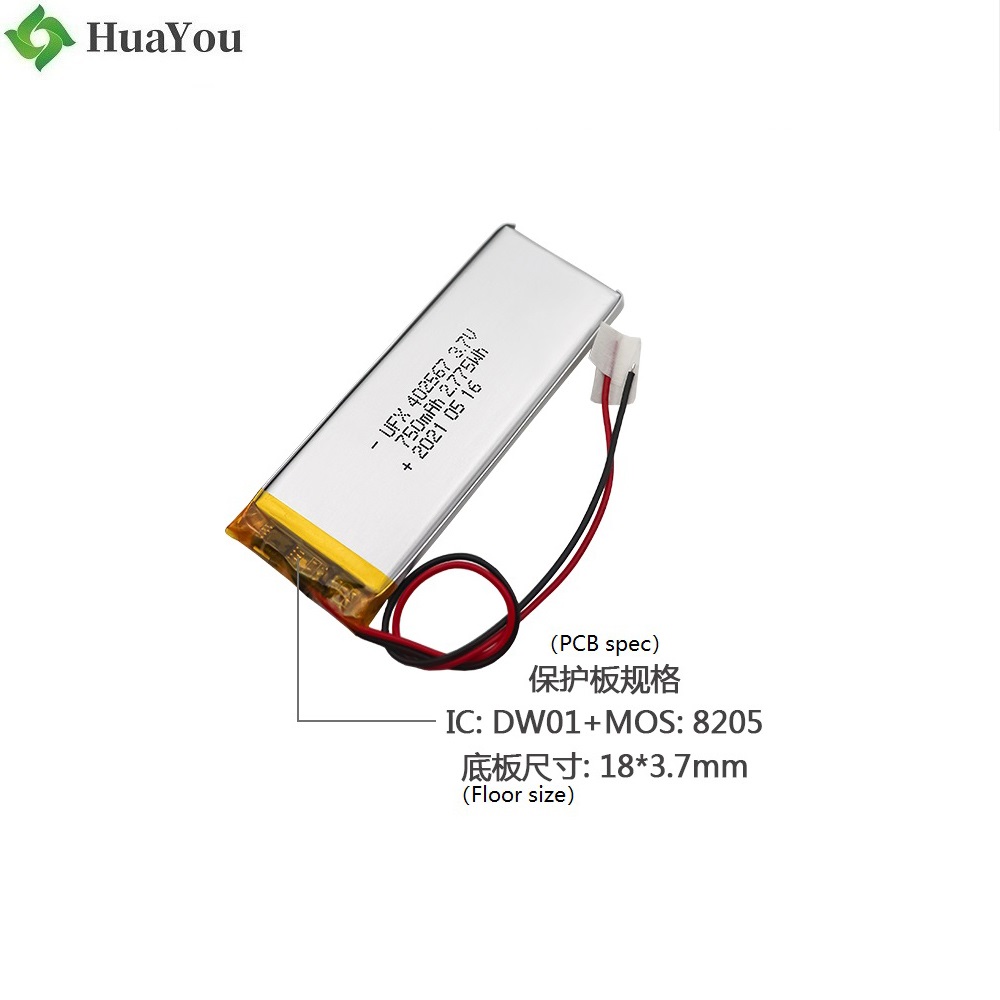 402567 3.7V 750mAh Lithium Polymer Battery